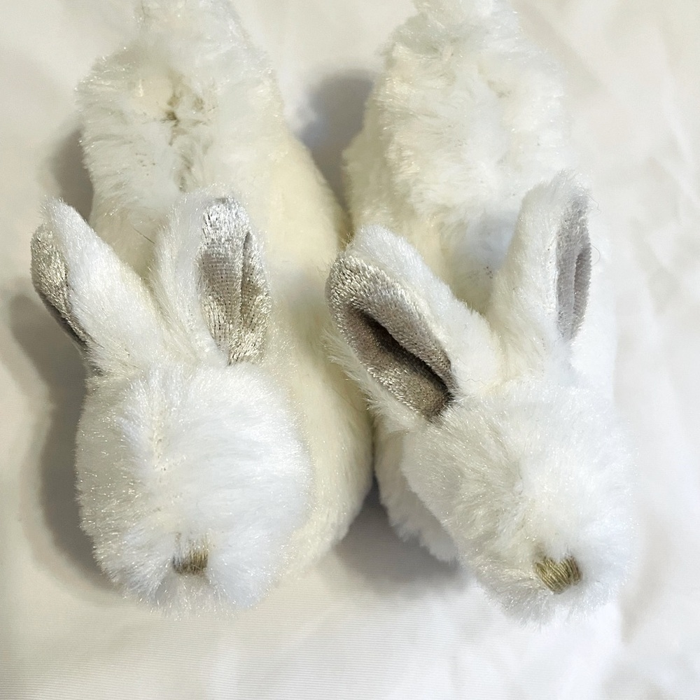 White bunny slippers for baby